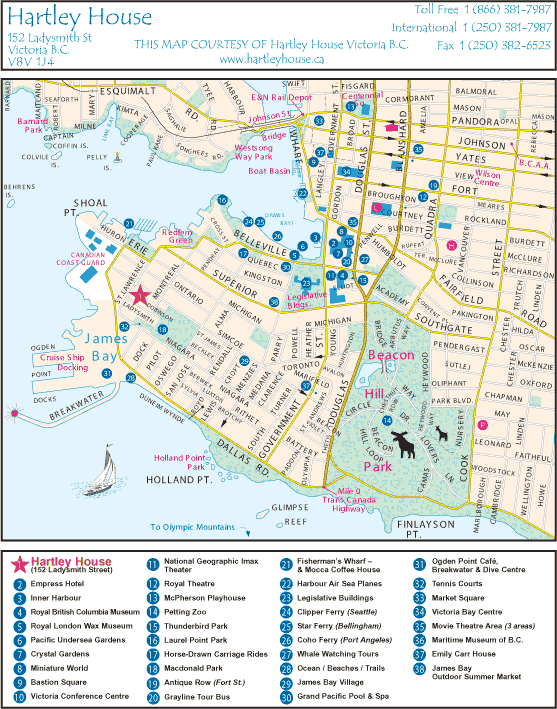 Hartley House Vacation Rentals - Victoria BC Location Map